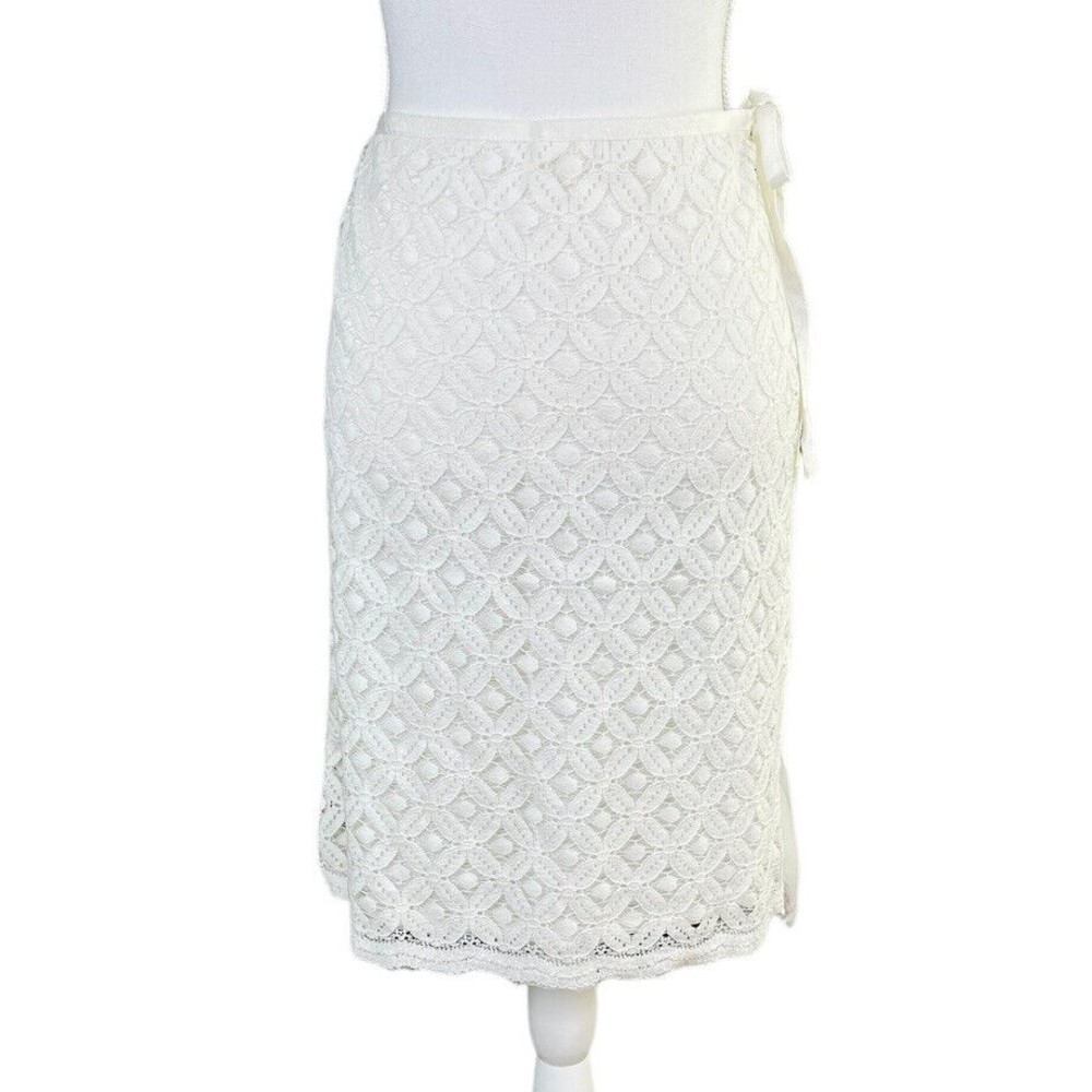 Max Studio Ivory Lace Skirt With Tie Size 8